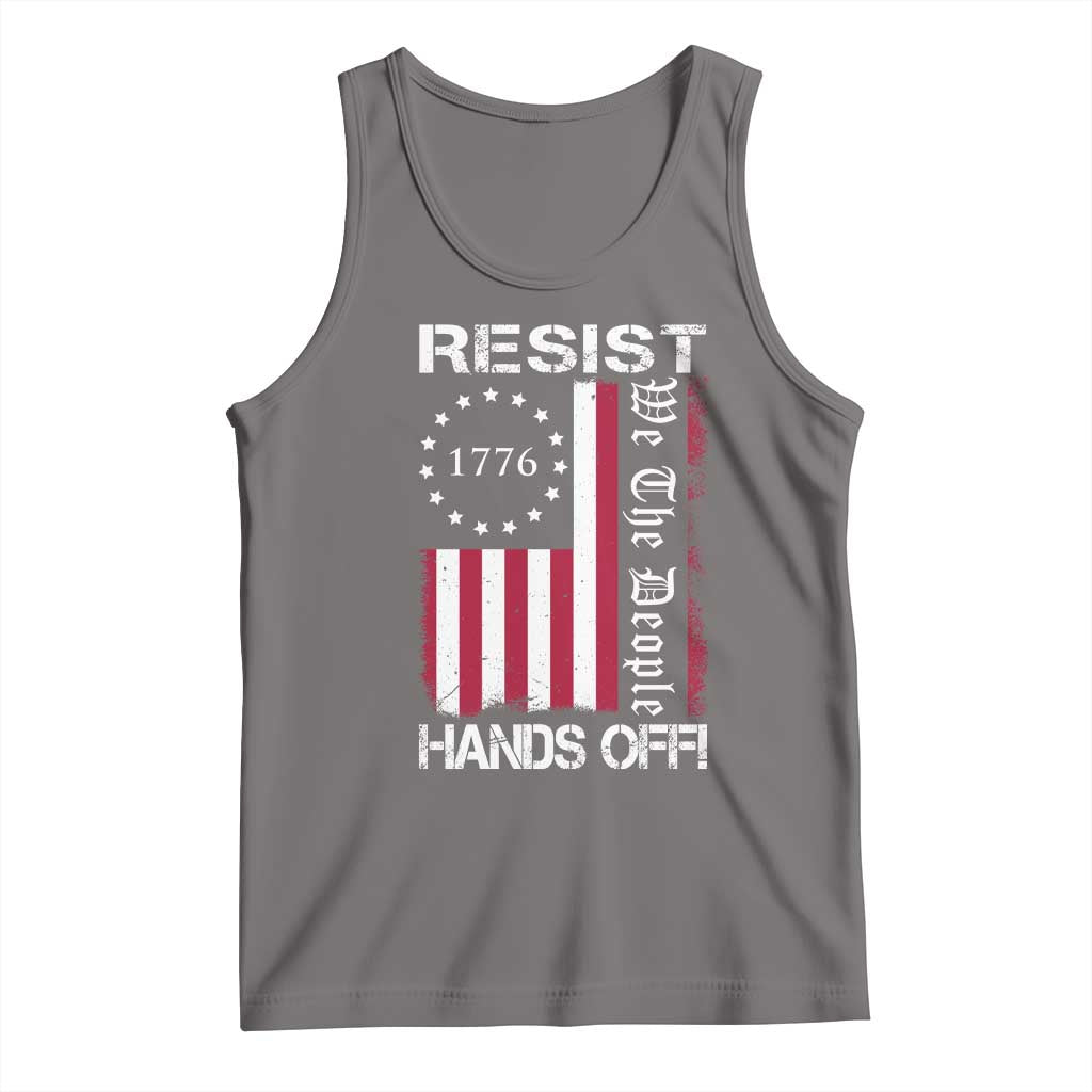 Resist Hands Off Tank Top Vintage American Betsy Ross Flag We The People TS02 Deep Heather Print Your Wear