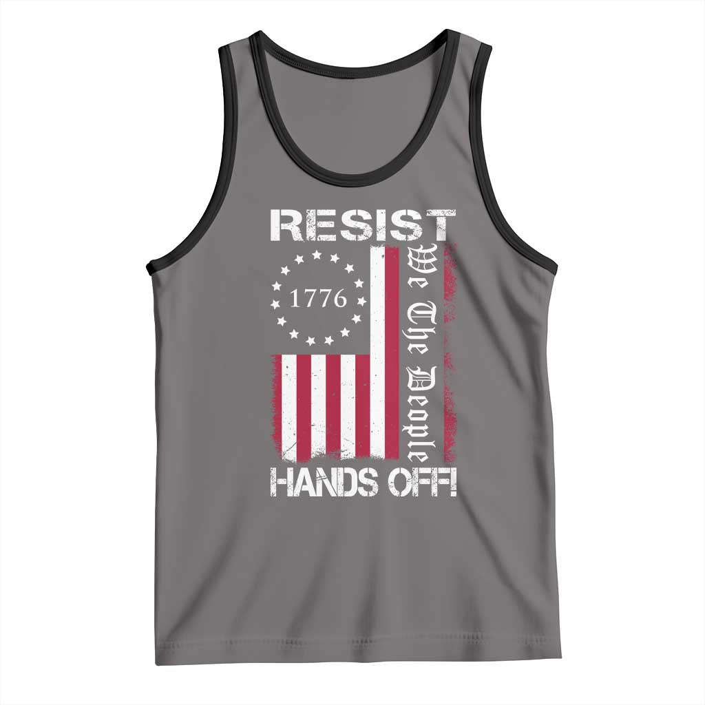 Resist Hands Off Tank Top Vintage American Betsy Ross Flag We The People TS02 Deep Heather Black Print Your Wear
