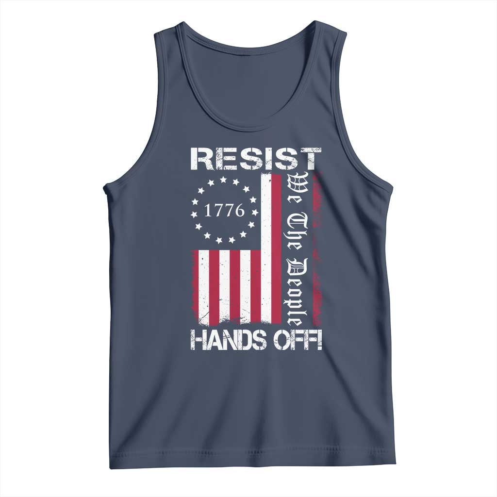 Resist Hands Off Tank Top Vintage American Betsy Ross Flag We The People TS02 Navy Print Your Wear