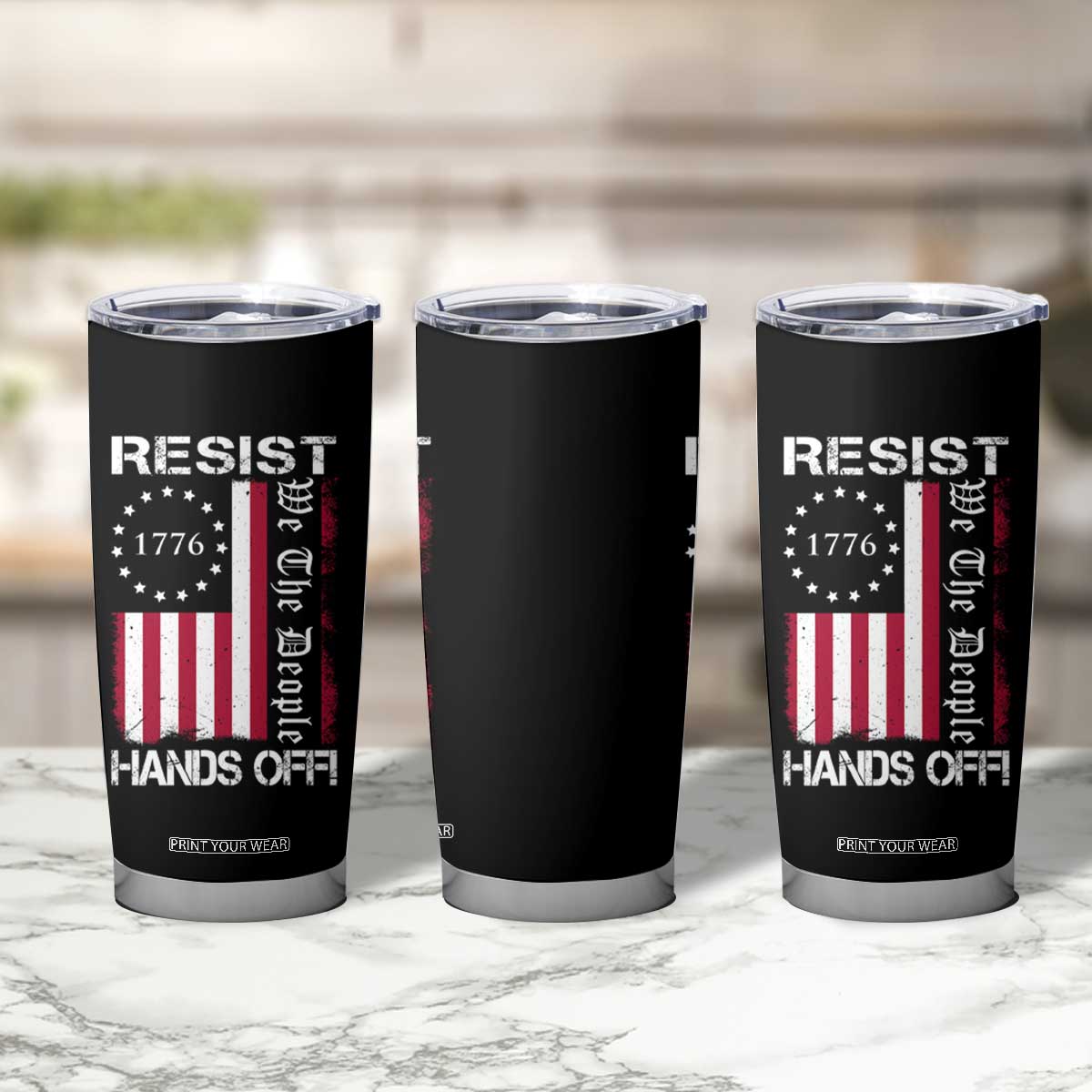 Resist Hands Off Tumbler Cup Vintage American Betsy Ross Flag We The People TS02 Print Your Wear