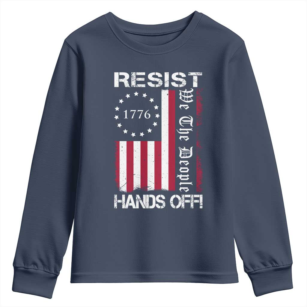 Resist Hands Off Youth Sweatshirt Vintage American Betsy Ross Flag We The People TS02 Navy Print Your Wear