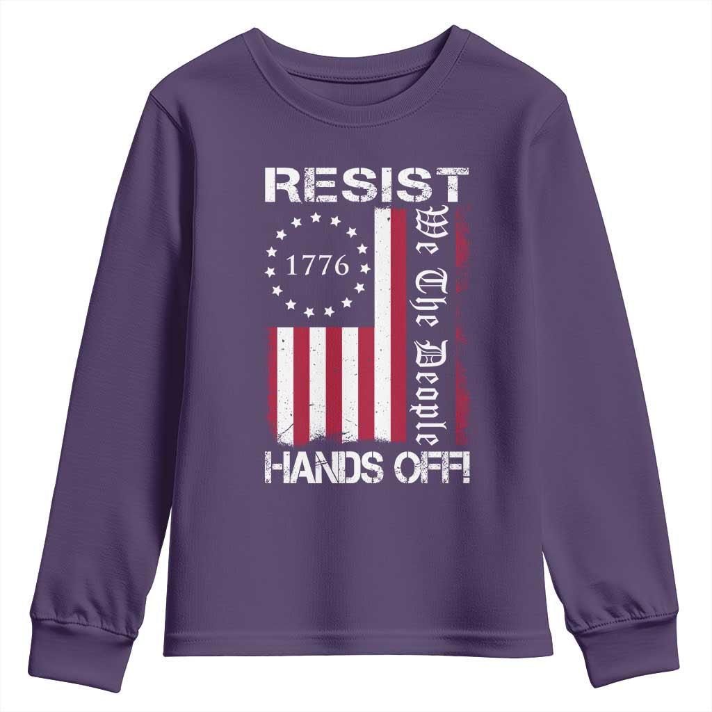 Resist Hands Off Youth Sweatshirt Vintage American Betsy Ross Flag We The People TS02 Purple Print Your Wear