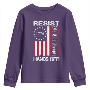 Resist Hands Off Youth Sweatshirt Vintage American Betsy Ross Flag We The People TS02 Purple Print Your Wear