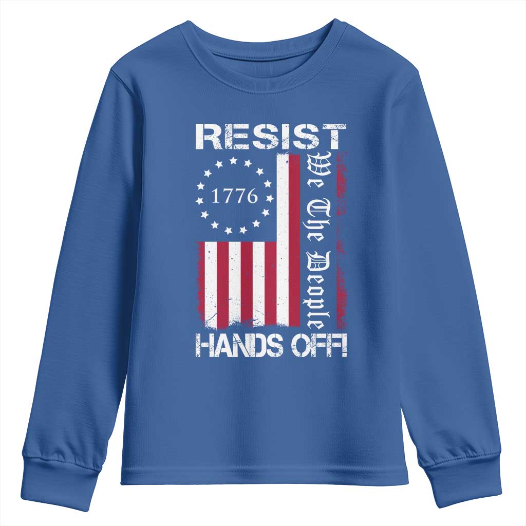 Resist Hands Off Youth Sweatshirt Vintage American Betsy Ross Flag We The People TS02 Royal Blue Print Your Wear