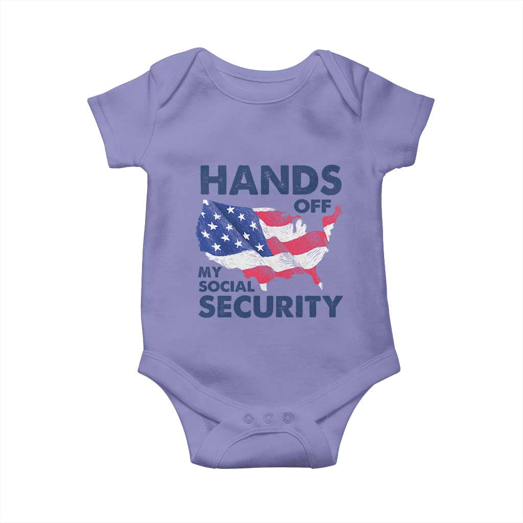 Hands Off My Social Security Baby Onesie Patriotic USA Retirement Protection American Flag TS02 Violet Print Your Wear