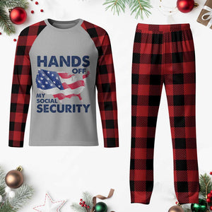Hands Off My Social Security Plaid Pajama Set Patriotic USA Retirement Protection American Flag TS02 Buffalo Plaid Print Your Wear