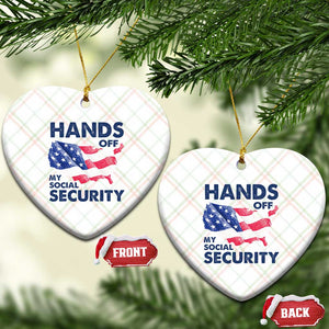 Hands Off My Social Security Ceramic Ornament Patriotic USA Retirement Protection American Flag TS02 Print Your Wear