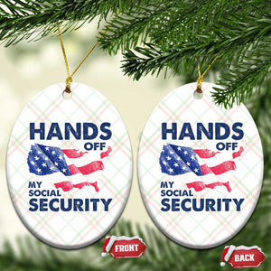 Hands Off My Social Security Ceramic Ornament Patriotic USA Retirement Protection American Flag TS02 Print Your Wear