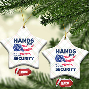 Hands Off My Social Security Ceramic Ornament Patriotic USA Retirement Protection American Flag TS02 Print Your Wear
