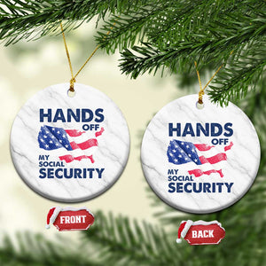 Hands Off My Social Security Ceramic Ornament Patriotic USA Retirement Protection American Flag TS02 1pc White Marble Print Your Wear