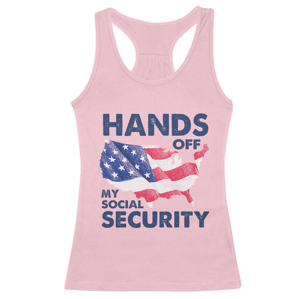 Hands Off My Social Security Racerback Tank Top Patriotic USA Retirement Protection American Flag TS02 Light Pink Print Your Wear