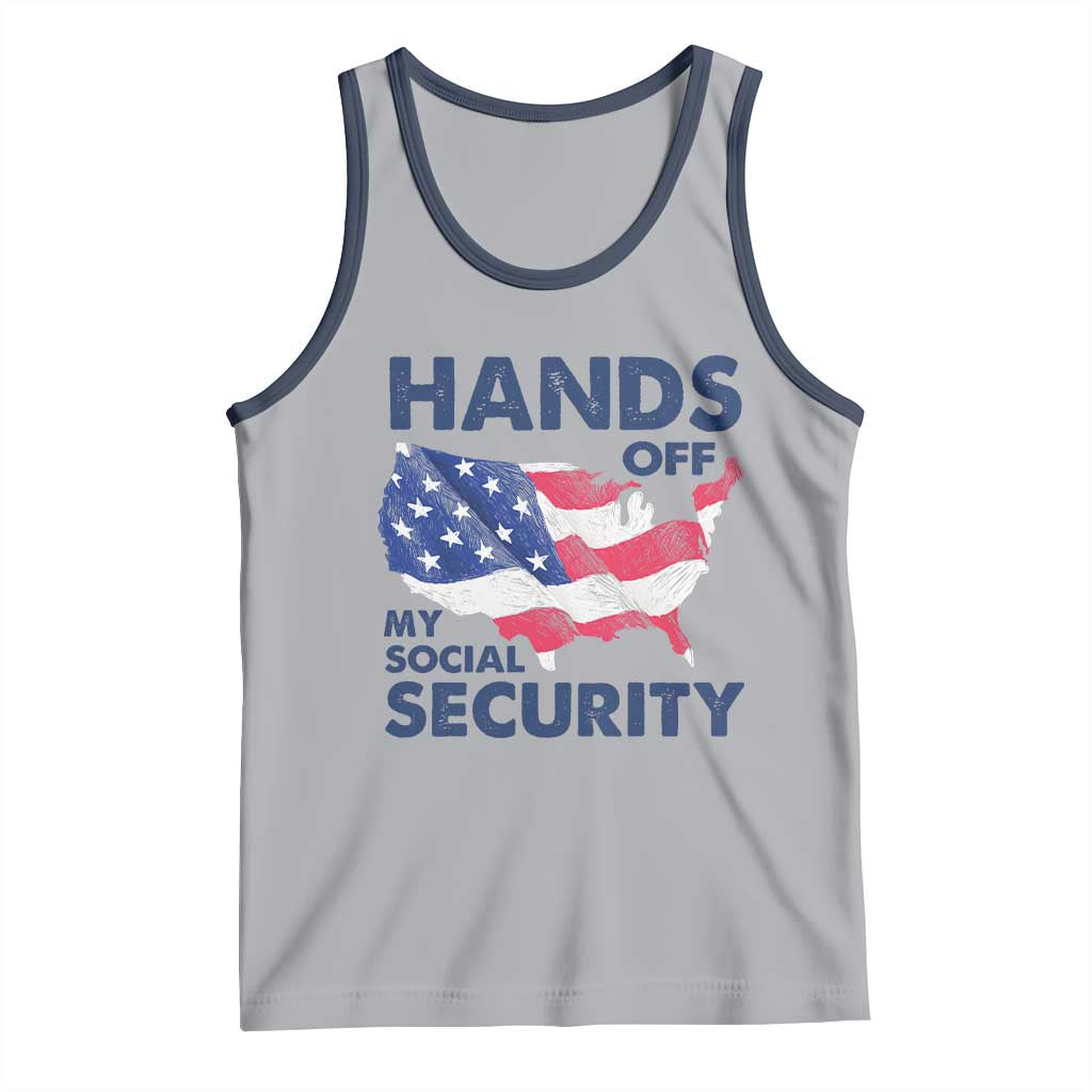 Hands Off My Social Security Tank Top Patriotic USA Retirement Protection American Flag TS02 Athletic Heather Navy Print Your Wear