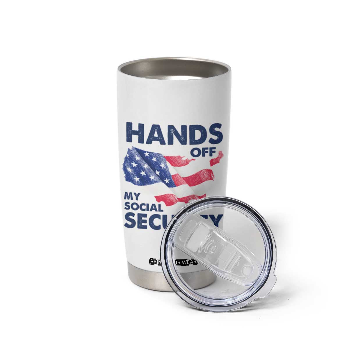 Hands Off My Social Security Tumbler Cup Patriotic USA Retirement Protection American Flag TS02 Print Your Wear