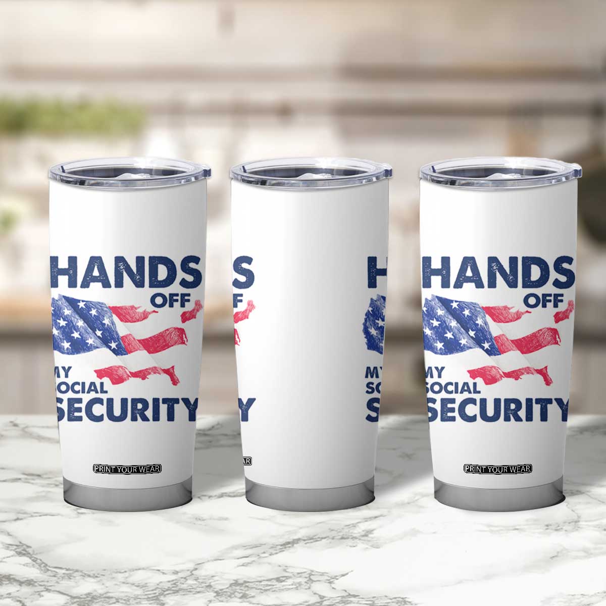 Hands Off My Social Security Tumbler Cup Patriotic USA Retirement Protection American Flag TS02 Print Your Wear
