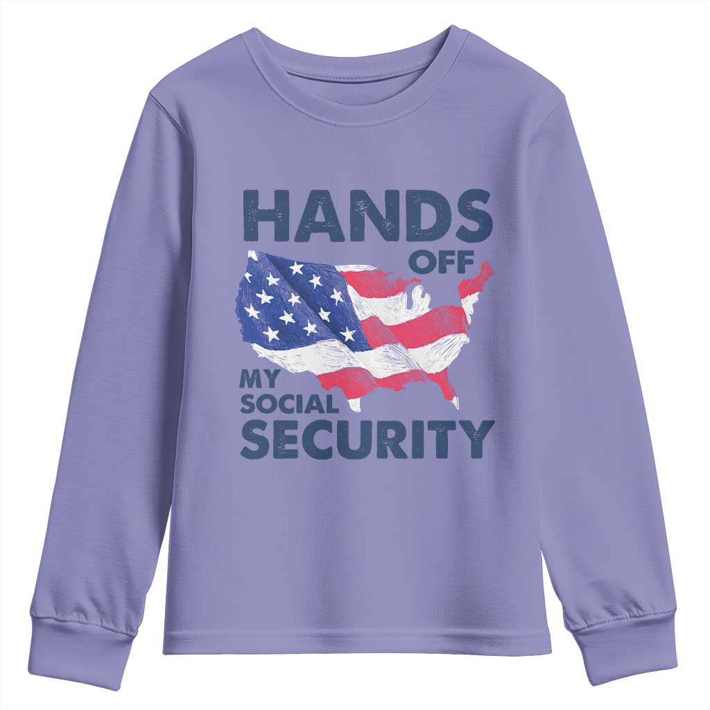Hands Off My Social Security Youth Sweatshirt Patriotic USA Retirement Protection American Flag TS02 Violet Print Your Wear