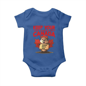 Keep Your Tiny Hands Off Canada Baby Onesie Not For Sale Canadian Maple Leaf Beaver TS02 Royal Blue Print Your Wear