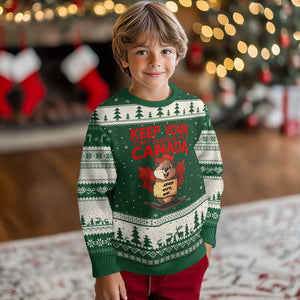 Keep Your Tiny Hands Off Canada Ugly Christmas Sweater Not For Sale Canadian Maple Leaf Beaver TS02 Forest Green Beige Print Your Wear