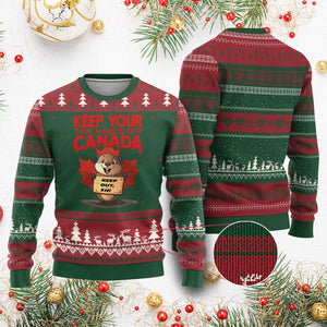 Keep Your Tiny Hands Off Canada Ugly Christmas Sweater Not For Sale Canadian Maple Leaf Beaver TS02 Red Green Print Your Wear