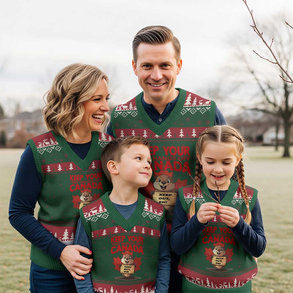 Keep Your Tiny Hands Off Canada V-Neck Knit Sweater Vest Not For Sale Canadian Maple Leaf Beaver TS02 Red Green Print Your Wear