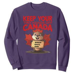 Keep Your Tiny Hands Off Canada Sweatshirt Not For Sale Canadian Maple Leaf Beaver TS02 Purple Print Your Wear