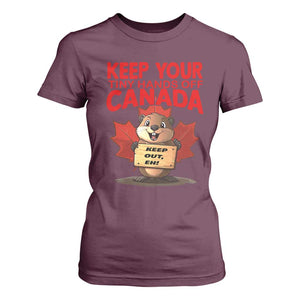Keep Your Tiny Hands Off Canada T Shirt For Women Not For Sale Canadian Maple Leaf Beaver TS02 Maroon Print Your Wear