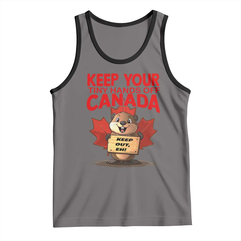 Keep Your Tiny Hands Off Canada Tank Top Not For Sale Canadian Maple Leaf Beaver TS02 Deep Heather Black Print Your Wear