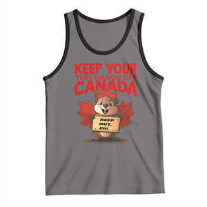 Keep Your Tiny Hands Off Canada Tank Top Not For Sale Canadian Maple Leaf Beaver TS02 Deep Heather Black Print Your Wear