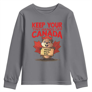 Keep Your Tiny Hands Off Canada Youth Sweatshirt Not For Sale Canadian Maple Leaf Beaver TS02 Charcoal Print Your Wear