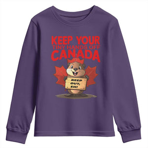 Keep Your Tiny Hands Off Canada Youth Sweatshirt Not For Sale Canadian Maple Leaf Beaver TS02 Purple Print Your Wear