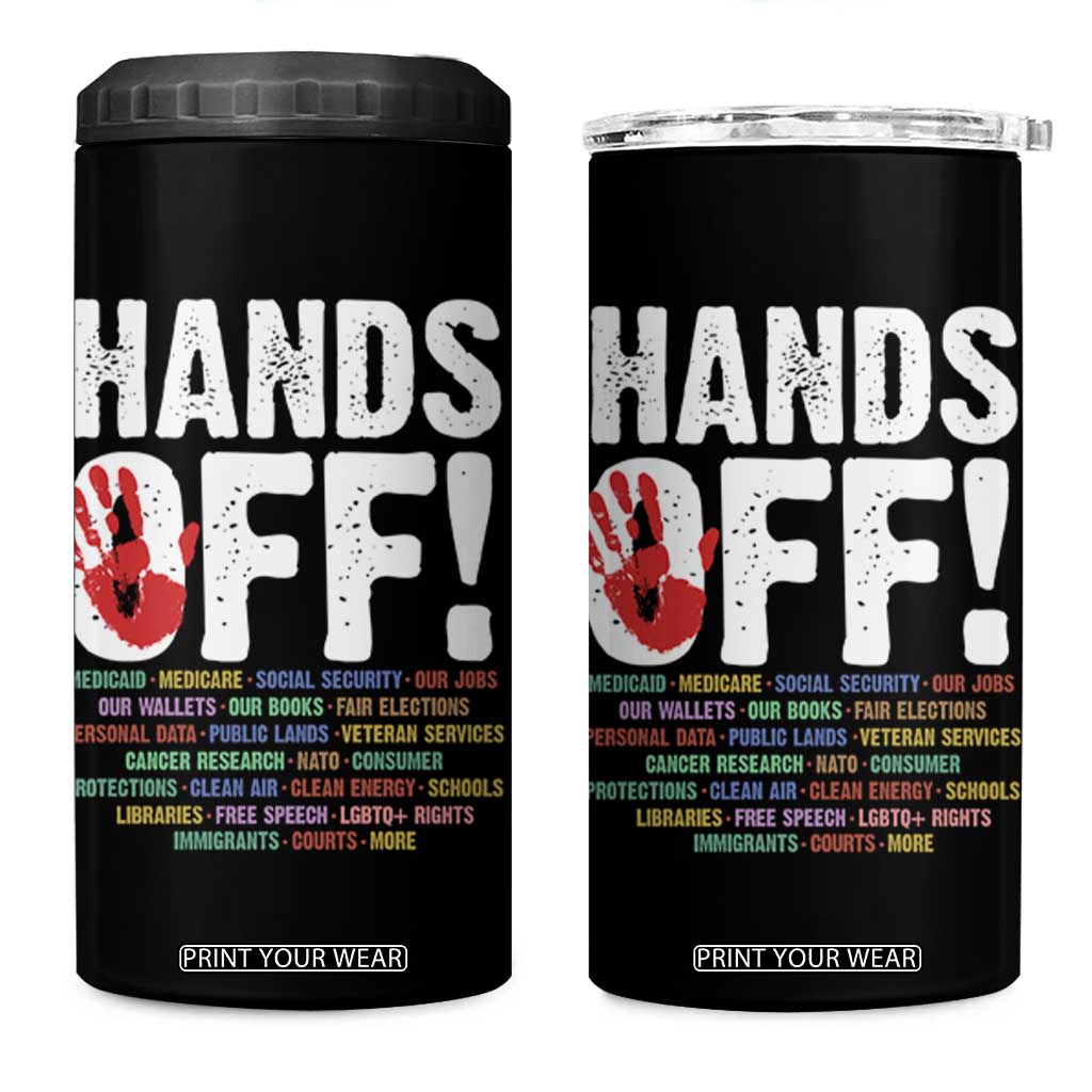 Resist Hands Off 4 in 1 Can Cooler Tumbler Protect USA American We The People TS02 One Size: 16 oz Black Print Your Wear