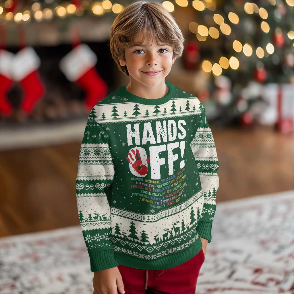 Resist Hands Off Ugly Christmas Sweater Protect USA American We The People TS02 Forest Green Beige Print Your Wear