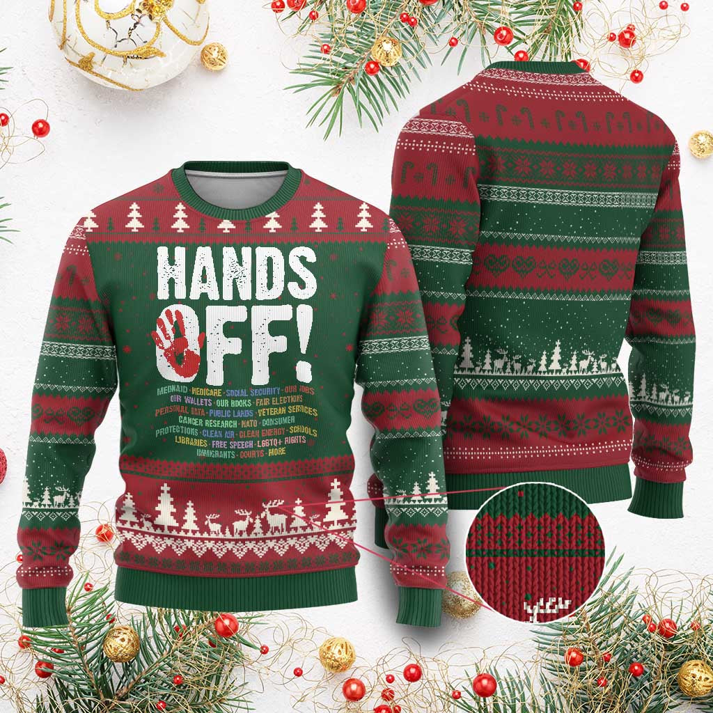 Resist Hands Off Ugly Christmas Sweater Protect USA American We The People TS02 Red Green Print Your Wear