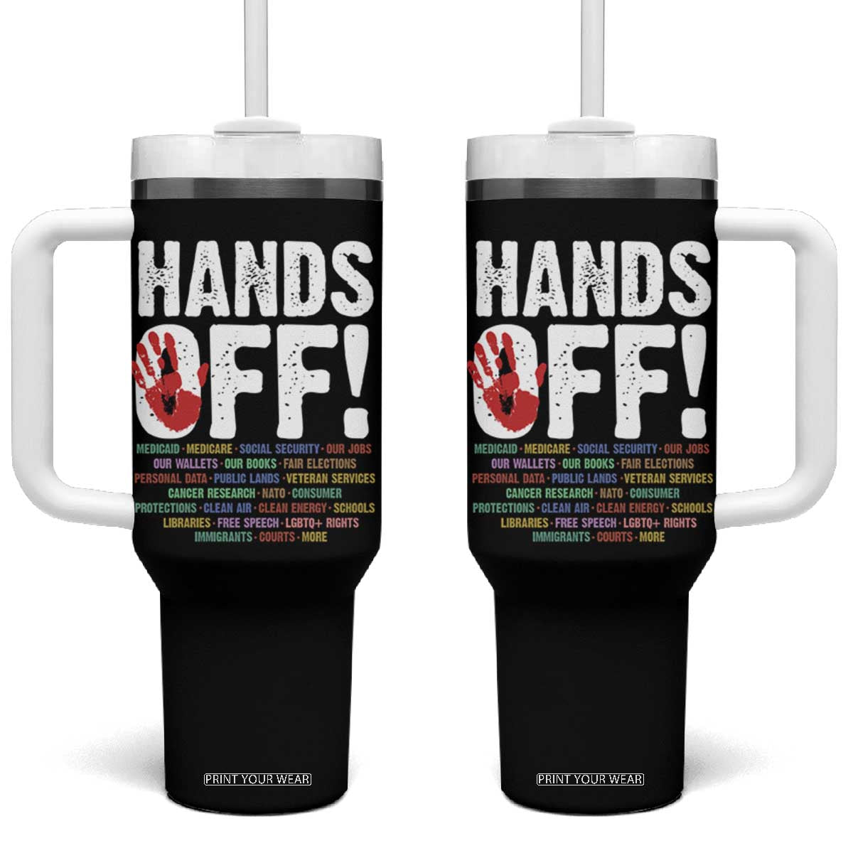 Resist Hands Off Tumbler With Handle Protect USA American We The People TS02 One Size: 40 oz Black Print Your Wear