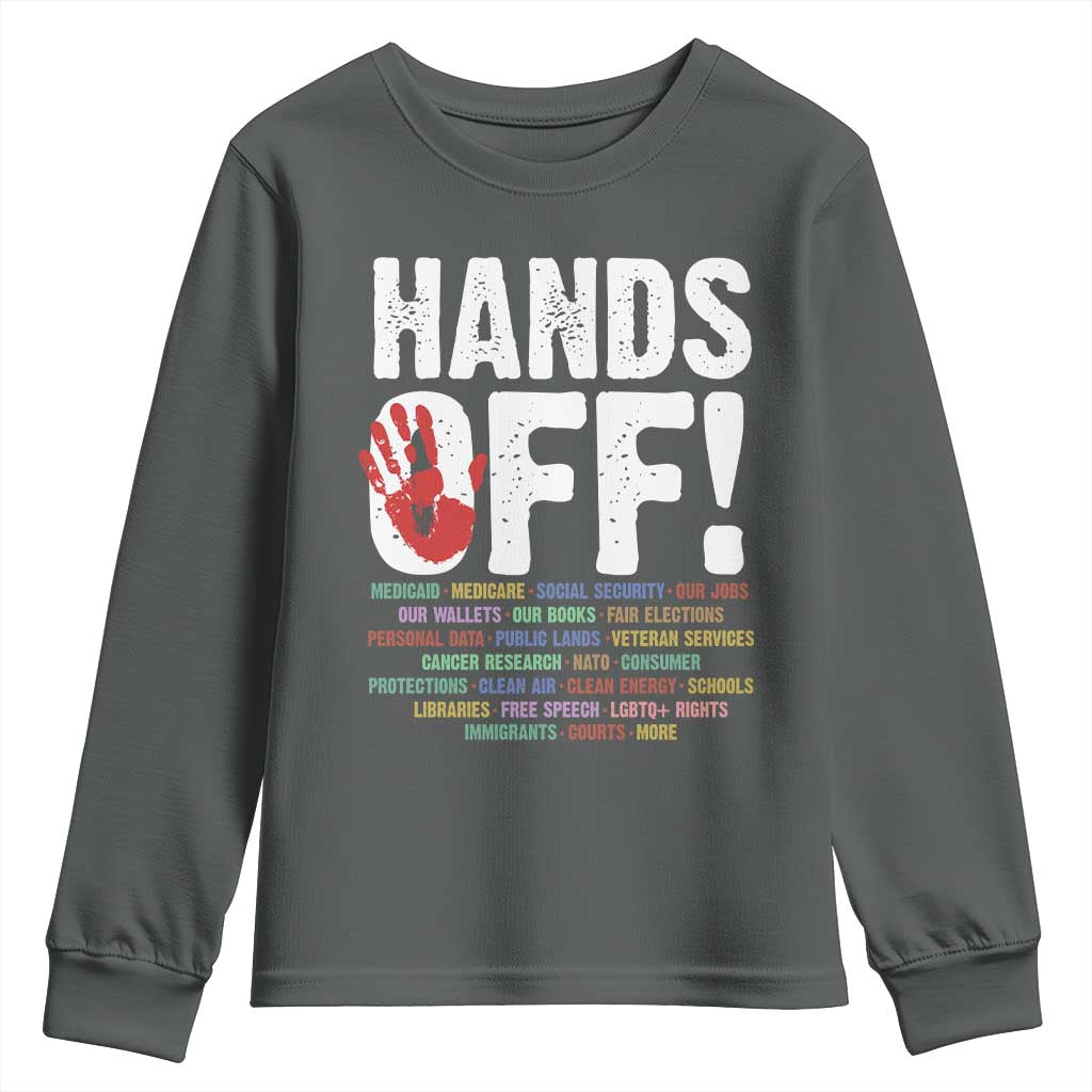 Resist Hands Off Youth Sweatshirt Protect USA American We The People TS02 Dark Heather Print Your Wear