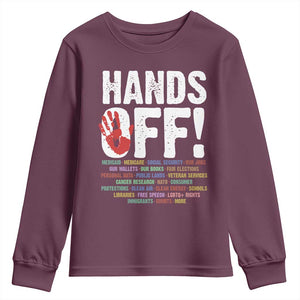 Resist Hands Off Youth Sweatshirt Protect USA American We The People TS02 Maroon Print Your Wear