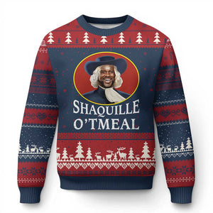 Funny Shaquille Oatmeal Ugly Christmas Sweater Shaq O'neal Meme Cereal Parody TS02 Navy Red Print Your Wear