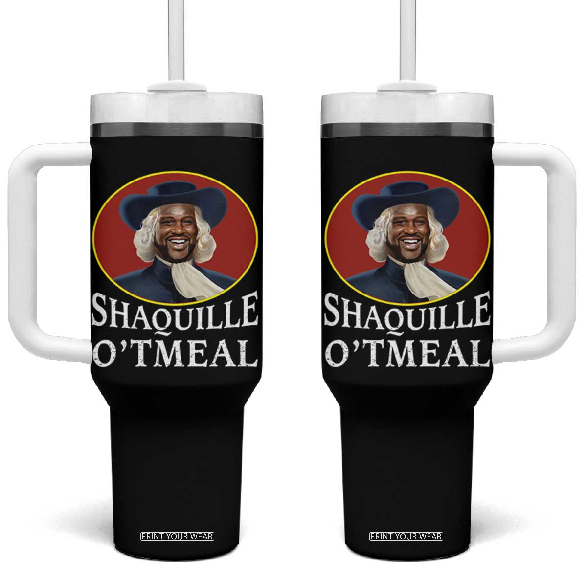 Funny Shaquille Oatmeal Tumbler With Handle Shaq O'neal Meme Cereal Parody TS02 One Size: 40 oz Black Print Your Wear