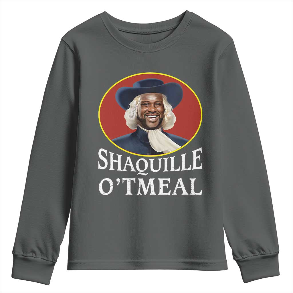 Funny Shaquille Oatmeal Youth Sweatshirt Shaq O'neal Meme Cereal Parody TS02 Dark Heather Print Your Wear