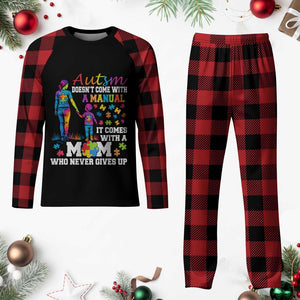 Autism Mom Plaid Pajama Set Who Never Gives Up Family Support Autistic TS02 Buffalo Plaid Print Your Wear