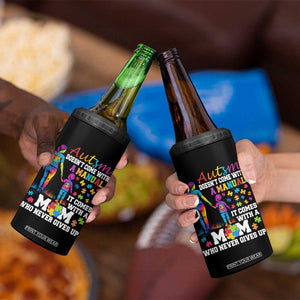 Autism Mom 4 in 1 Can Cooler Tumbler Who Never Gives Up Family Support Autistic TS02 Print Your Wear