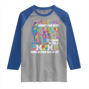 Autism Mom Raglan Shirt Who Never Gives Up Family Support Autistic TS02 Sport Gray Royal Print Your Wear