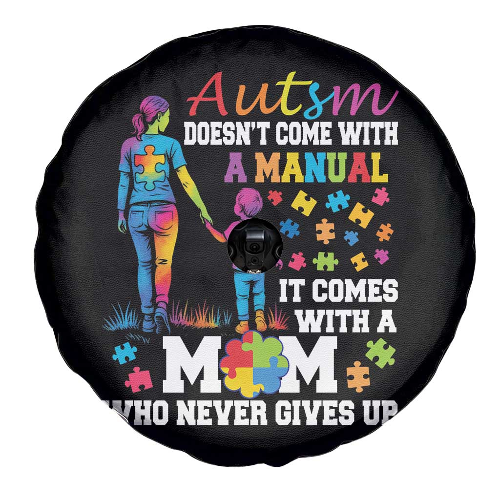 Autism Mom Spare Tire Cover Who Never Gives Up Family Support Autistic TS02 Print Your Wear