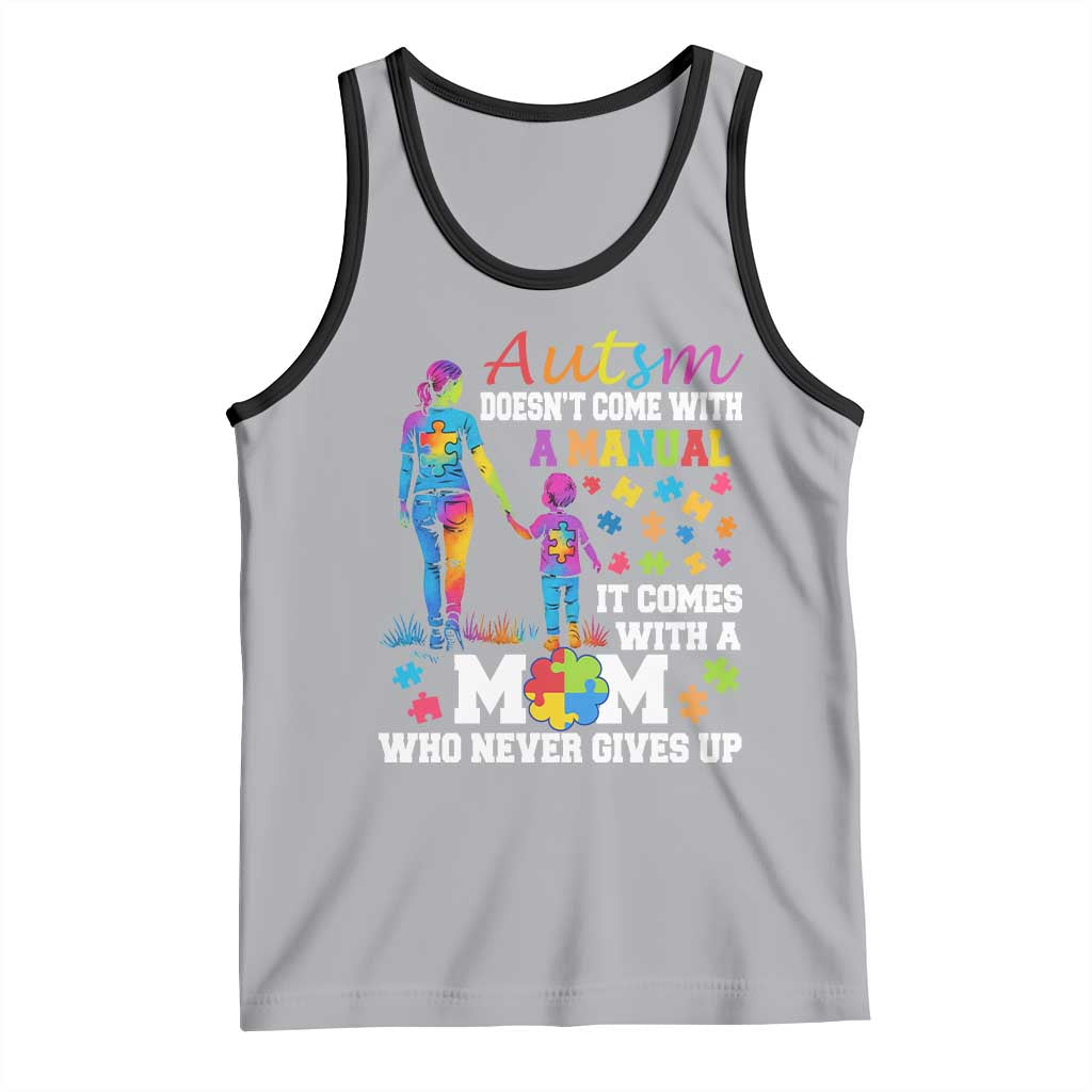Autism Mom Tank Top Who Never Gives Up Family Support Autistic TS02 Athletic Heather Black Print Your Wear