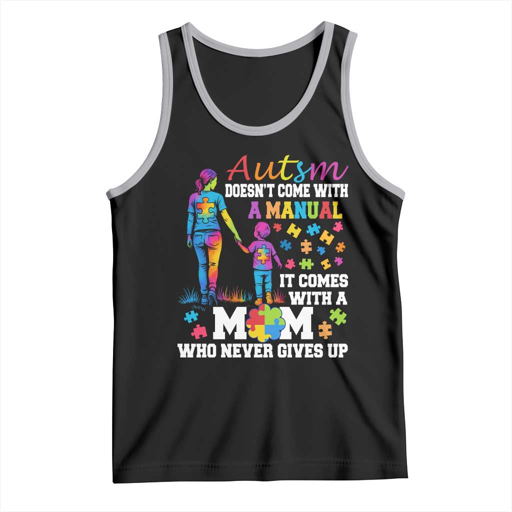 Autism Mom Tank Top Who Never Gives Up Family Support Autistic TS02 Black Athletic Heather Print Your Wear
