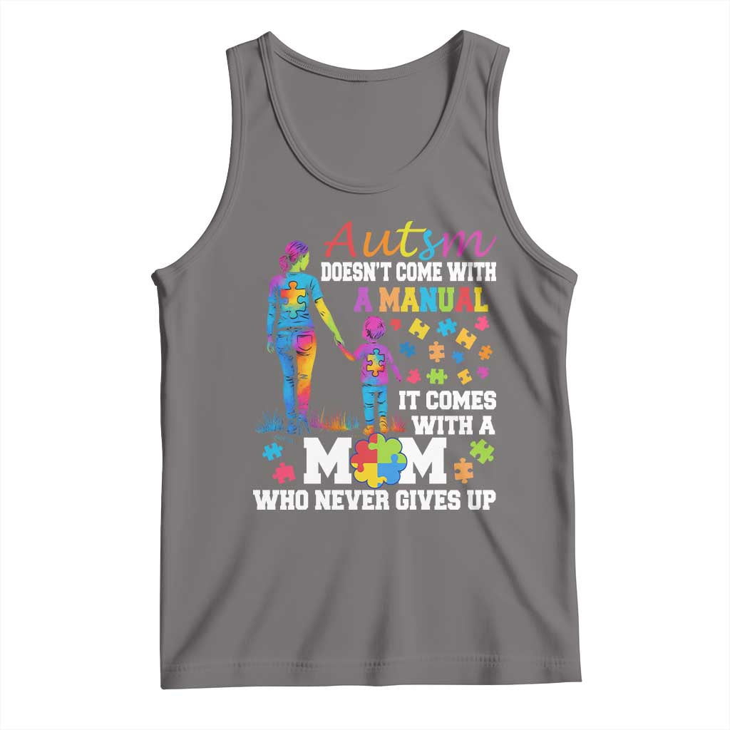 Autism Mom Tank Top Who Never Gives Up Family Support Autistic TS02 Deep Heather Print Your Wear