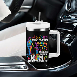 Autism Mom Tumbler With Handle Who Never Gives Up Family Support Autistic TS02 Print Your Wear