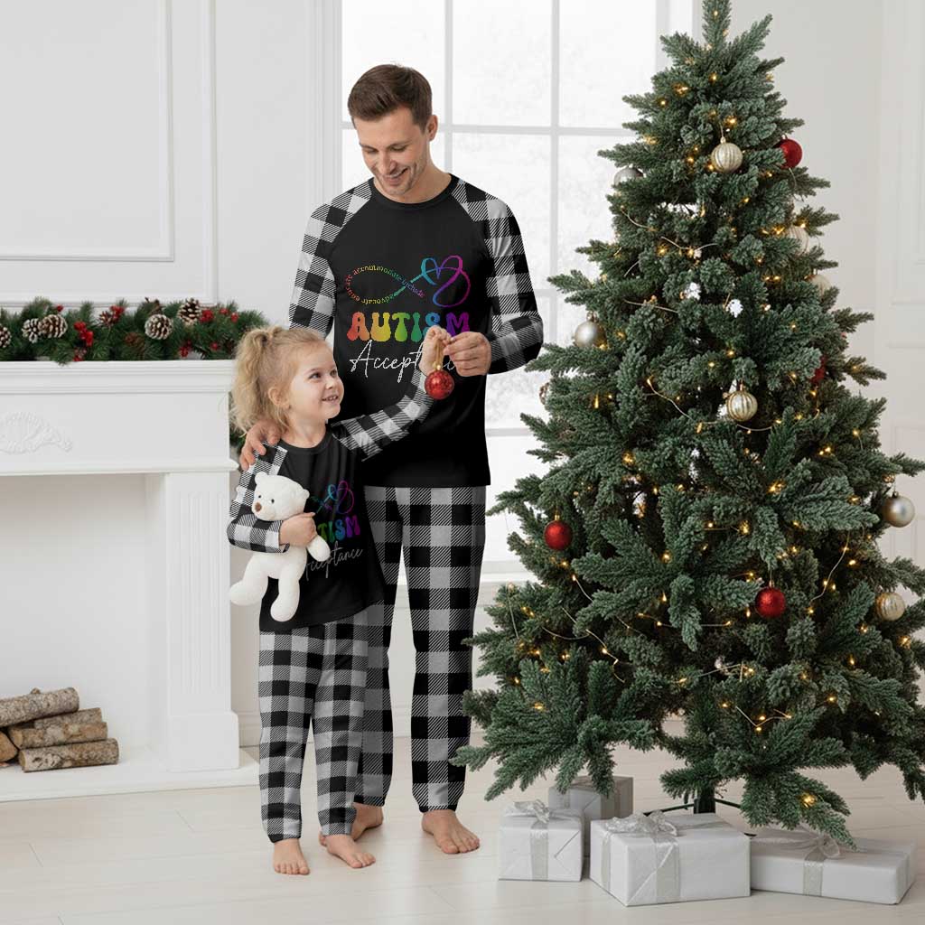 Autism Acceptance Plaid Pajama Set Advocate Educate Accomodate Include Rainbow Infinity Symbol TS02 White Plaid Print Your Wear
