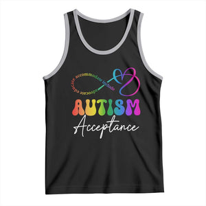 Autism Acceptance Tank Top Advocate Educate Accomodate Include Rainbow Infinity Symbol TS02 Black Athletic Heather Print Your Wear