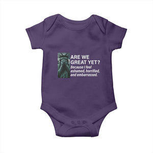 Are We Great Yet Because I Feel Ashamed Baby Onesie Horrified Embarrassed Crying Statue of Liberty TS02 Purple Print Your Wear