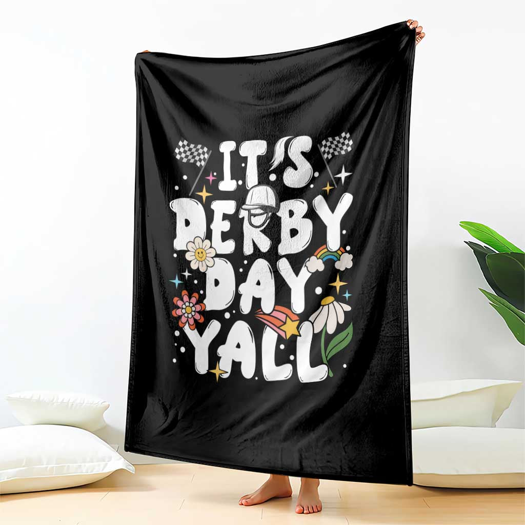 It's Derby Day Y'All Throw Blanket Retro Groovy KY Horse Racing TS02 Print Your Wear